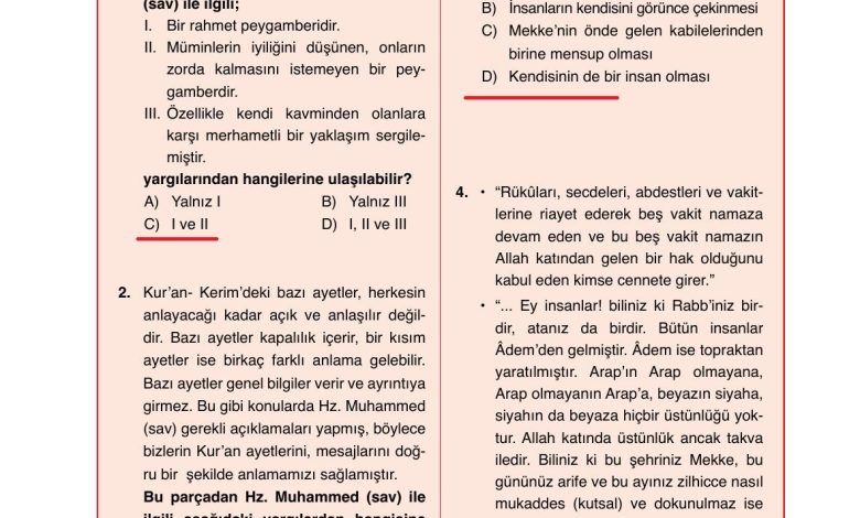 7. Sınıf Erkad Yayınları Din Kültürü Ders Kitabı Sayfa 110 Cevapları