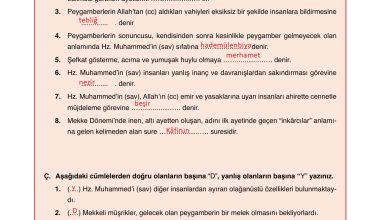 7. Sınıf Erkad Yayınları Din Kültürü Ders Kitabı Sayfa 111 Cevapları