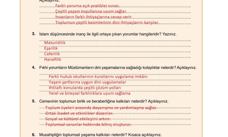 7. Sınıf Erkad Yayınları Din Kültürü Ders Kitabı Sayfa 143 Cevapları