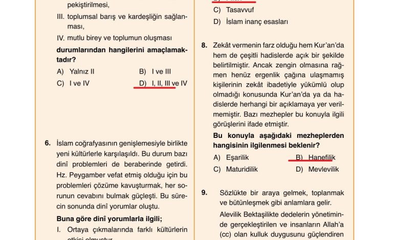 7. Sınıf Erkad Yayınları Din Kültürü Ders Kitabı Sayfa 145 Cevapları