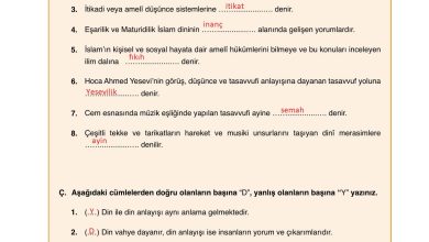 7. Sınıf Erkad Yayınları Din Kültürü Ders Kitabı Sayfa 146 Cevapları