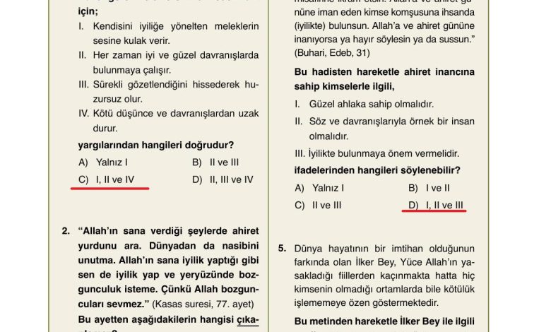 7. Sınıf Erkad Yayınları Din Kültürü Ders Kitabı Sayfa 35 Cevapları