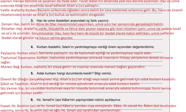 7. Sınıf Erkad Yayınları Din Kültürü Ders Kitabı Sayfa 56 Cevapları