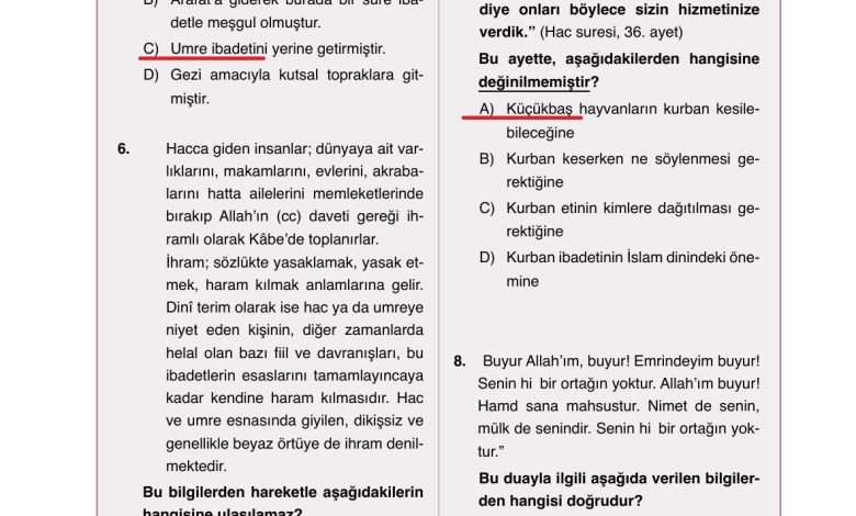 7. Sınıf Erkad Yayınları Din Kültürü Ders Kitabı Sayfa 58 Cevapları