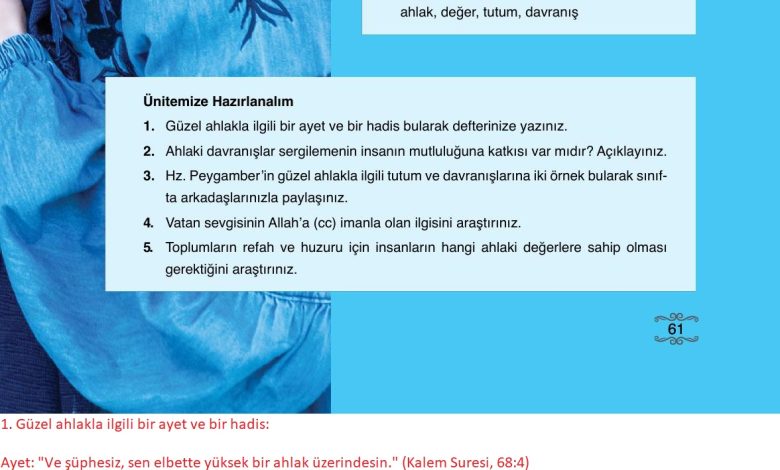 7. Sınıf Erkad Yayınları Din Kültürü Ders Kitabı Sayfa 61 Cevapları