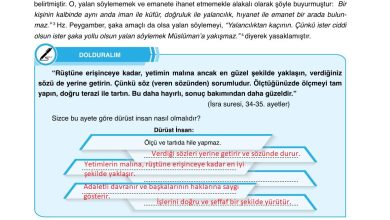 7. Sınıf Erkad Yayınları Din Kültürü Ders Kitabı Sayfa 69 Cevapları