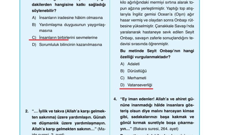 7. Sınıf Erkad Yayınları Din Kültürü Ders Kitabı Sayfa 91 Cevapları