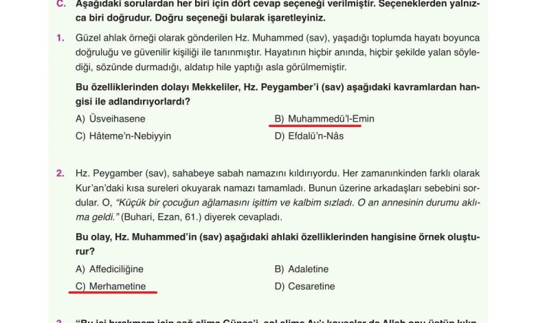 8. Sınıf Gezegen Yayınları Din Kültürü Ders Kitabı Sayfa 106 Cevapları