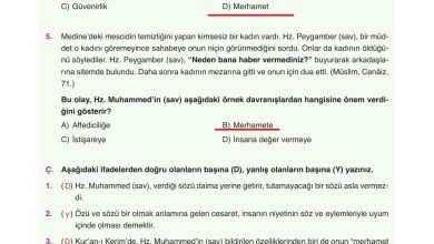 8. Sınıf Gezegen Yayınları Din Kültürü Ders Kitabı Sayfa 107 Cevapları