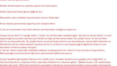 8. Sınıf Gezegen Yayınları Din Kültürü Ders Kitabı Sayfa 109 Cevapları