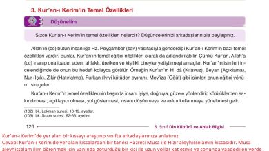 8. Sınıf Gezegen Yayınları Din Kültürü Ders Kitabı Sayfa 126 Cevapları