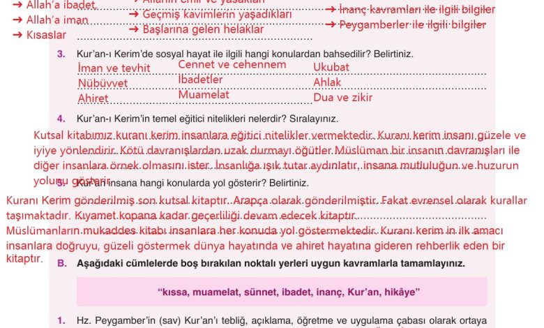 8. Sınıf Gezegen Yayınları Din Kültürü Ders Kitabı Sayfa 138 Cevapları