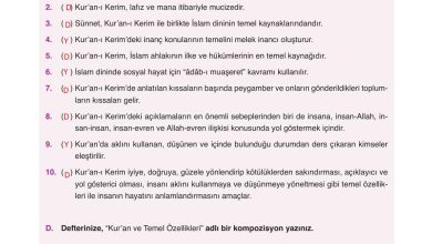 8. Sınıf Gezegen Yayınları Din Kültürü Ders Kitabı Sayfa 140 Cevapları