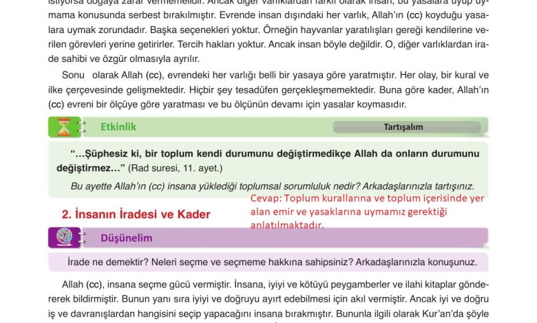 8. Sınıf Gezegen Yayınları Din Kültürü Ders Kitabı Sayfa 19 Cevapları