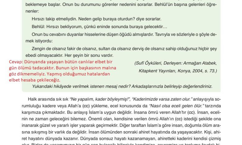 8. Sınıf Gezegen Yayınları Din Kültürü Ders Kitabı Sayfa 25 Cevapları