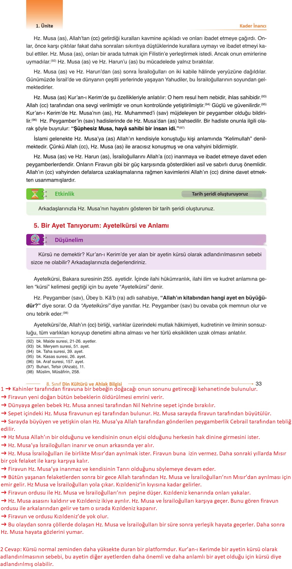 8. Sınıf Gezegen Yayınları Din Kültürü Ders Kitabı Sayfa 33 Cevapları
