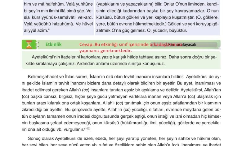 8. Sınıf Gezegen Yayınları Din Kültürü Ders Kitabı Sayfa 34 Cevapları