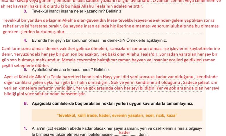 8. Sınıf Gezegen Yayınları Din Kültürü Ders Kitabı Sayfa 35 Cevapları