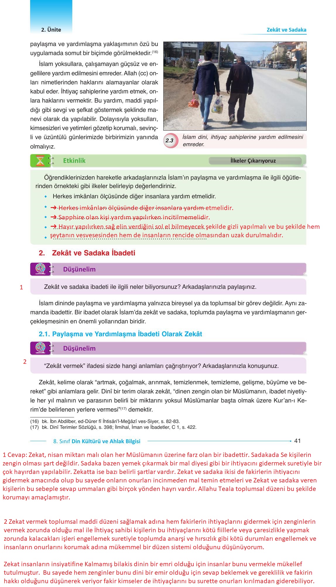 8. Sınıf Gezegen Yayınları Din Kültürü Ders Kitabı Sayfa 41 Cevapları