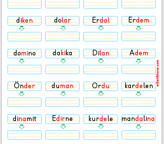 “D Sesi” Kelime Oluşturma Etkinlikleri