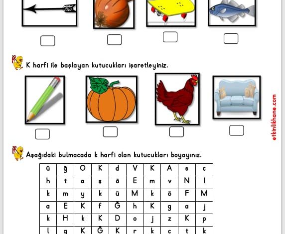 “K sesi” hissetme ve tanıma etkinlikleri