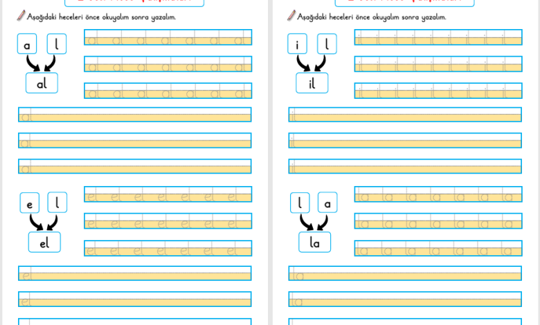L Sesi Hece Yazma Etkinliği (Yeni Müfredata Uygun)