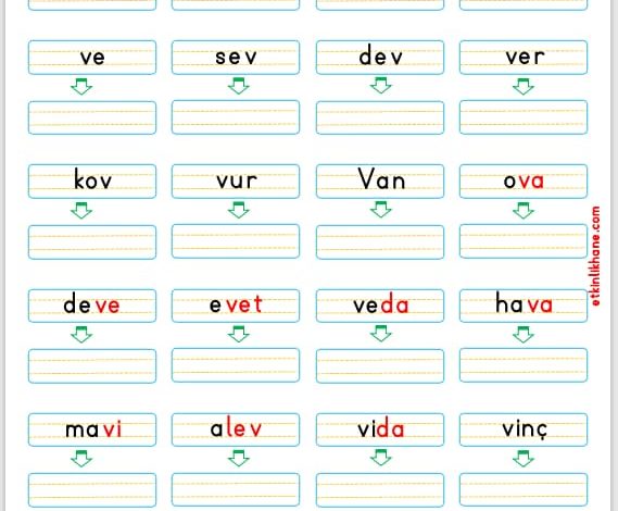 “V Sesi” Kelime Oluşturma Etkinlikleri