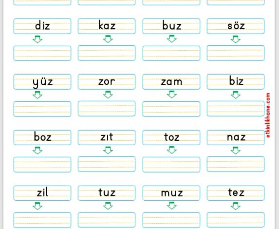 “Z Sesi” Kelime Oluşturma Etkinlikleri