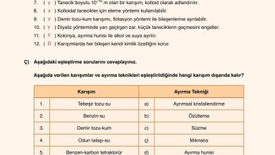 10. Sınıf Ata Yayıncılık Kimya Ders Kitabı Sayfa 125 Cevapları