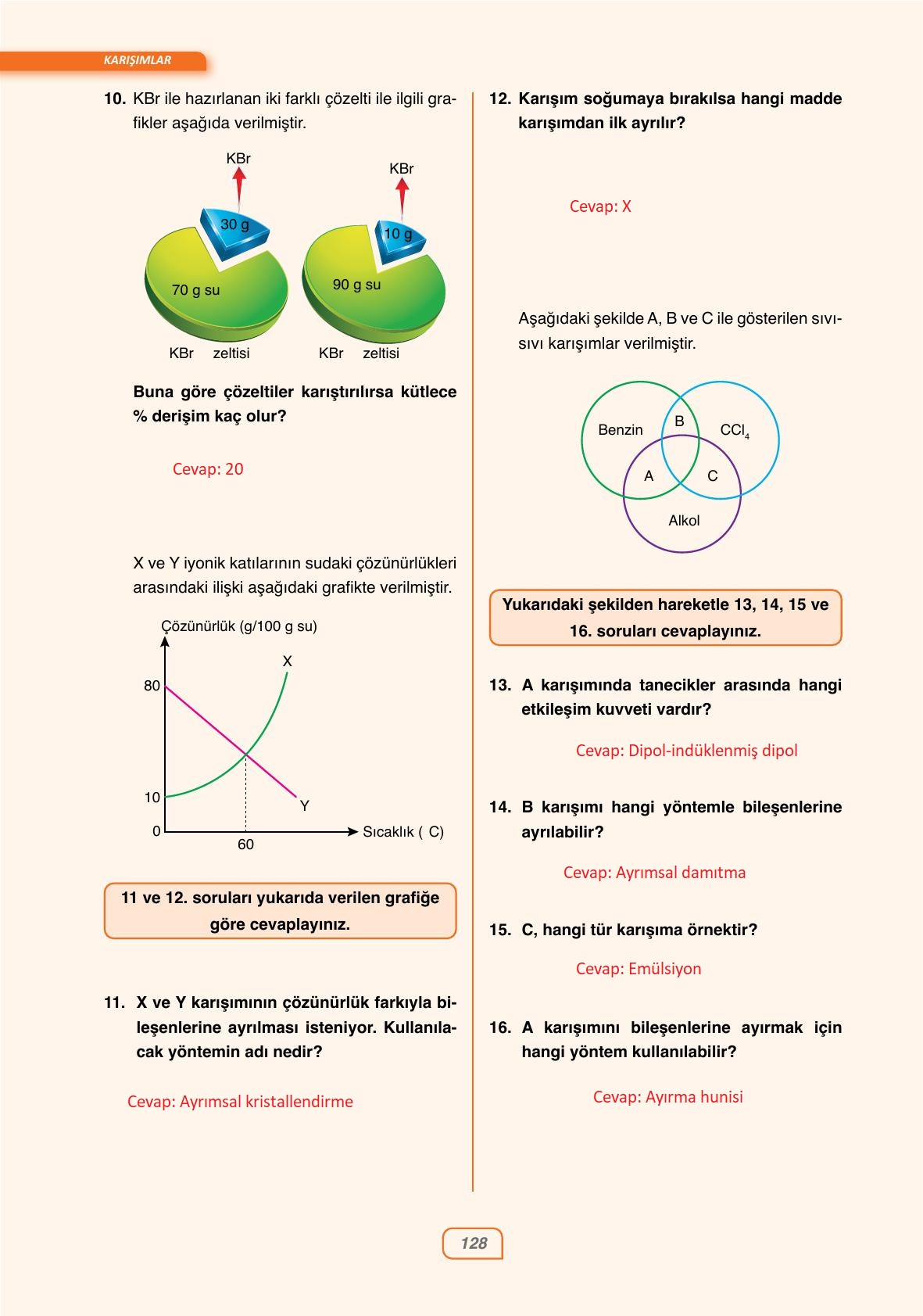 10. Sınıf Ata Yayıncılık Kimya Ders Kitabı Sayfa 128 Cevapları