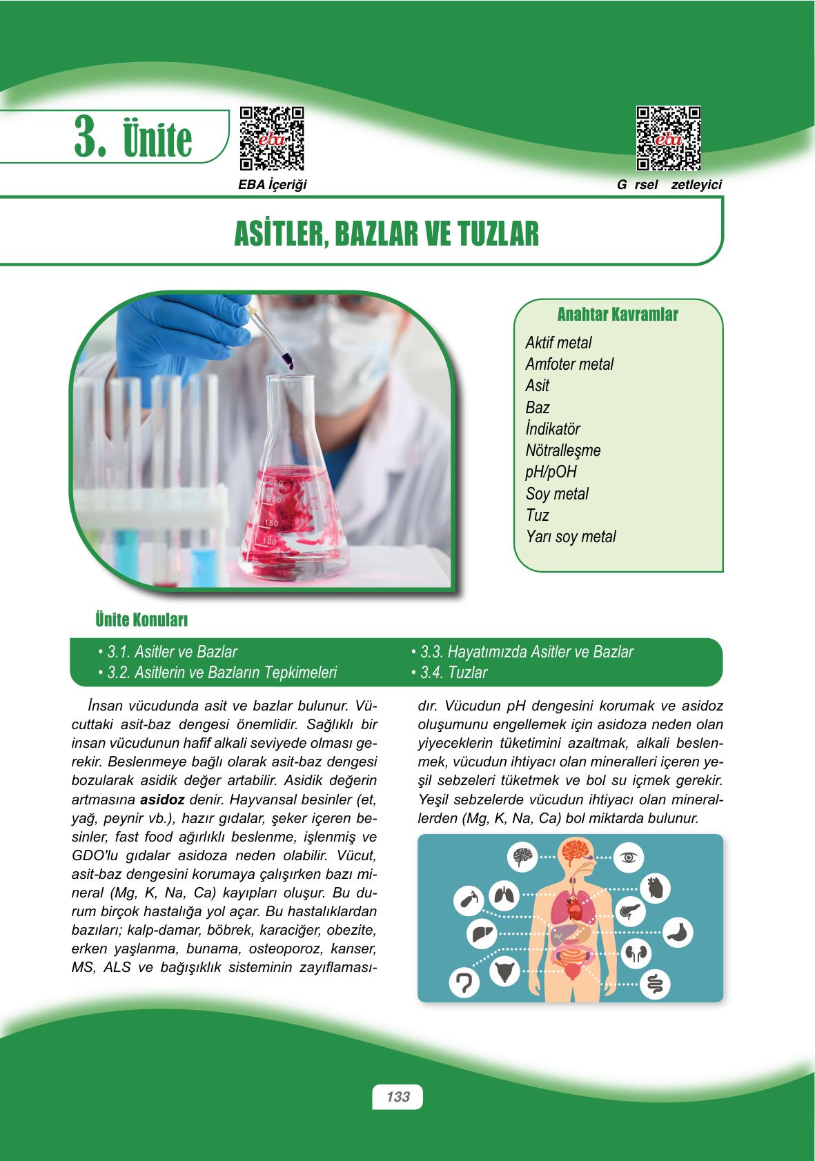 10. Sınıf Ata Yayıncılık Kimya Ders Kitabı Sayfa 133 Cevapları