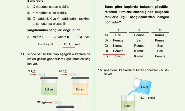 10. Sınıf Ata Yayıncılık Kimya Ders Kitabı Sayfa 168 Cevapları