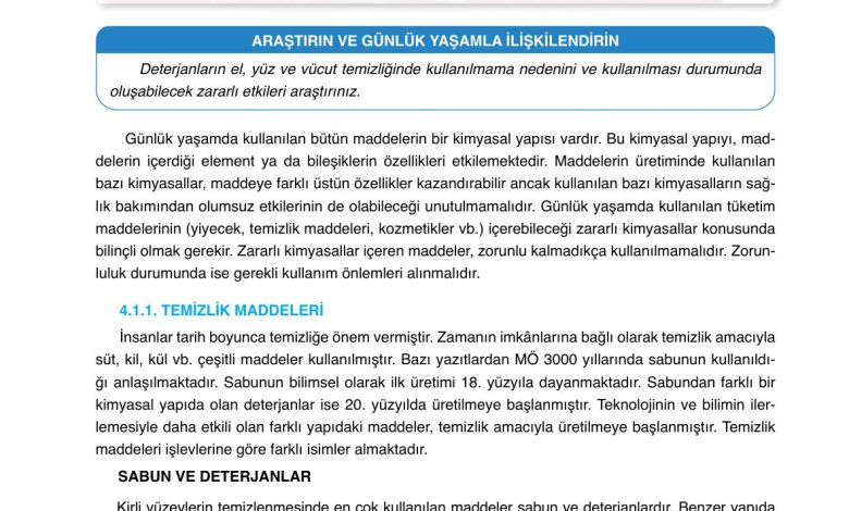 10. Sınıf Ata Yayıncılık Kimya Ders Kitabı Sayfa 170 Cevapları