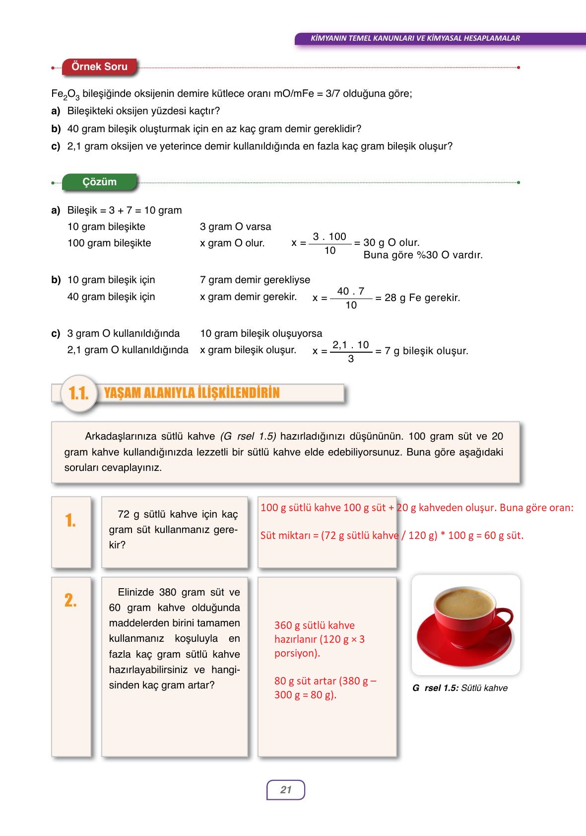 10. Sınıf Ata Yayıncılık Kimya Ders Kitabı Sayfa 21 Cevapları