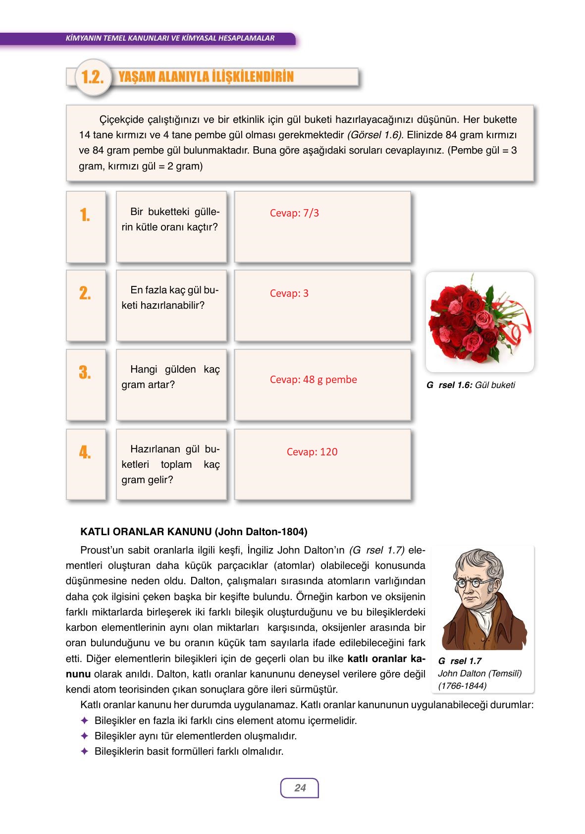 10. Sınıf Ata Yayıncılık Kimya Ders Kitabı Sayfa 24 Cevapları