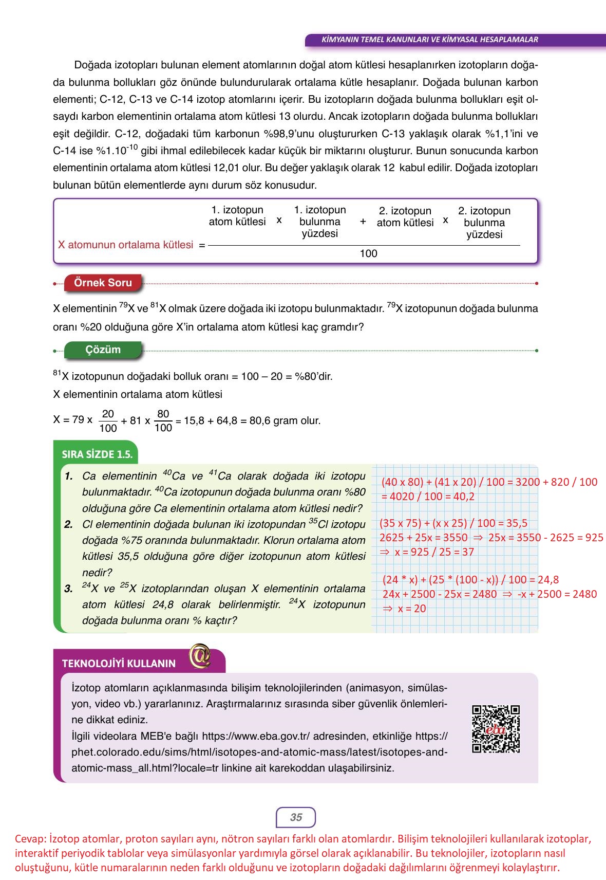 10. Sınıf Ata Yayıncılık Kimya Ders Kitabı Sayfa 35 Cevapları
