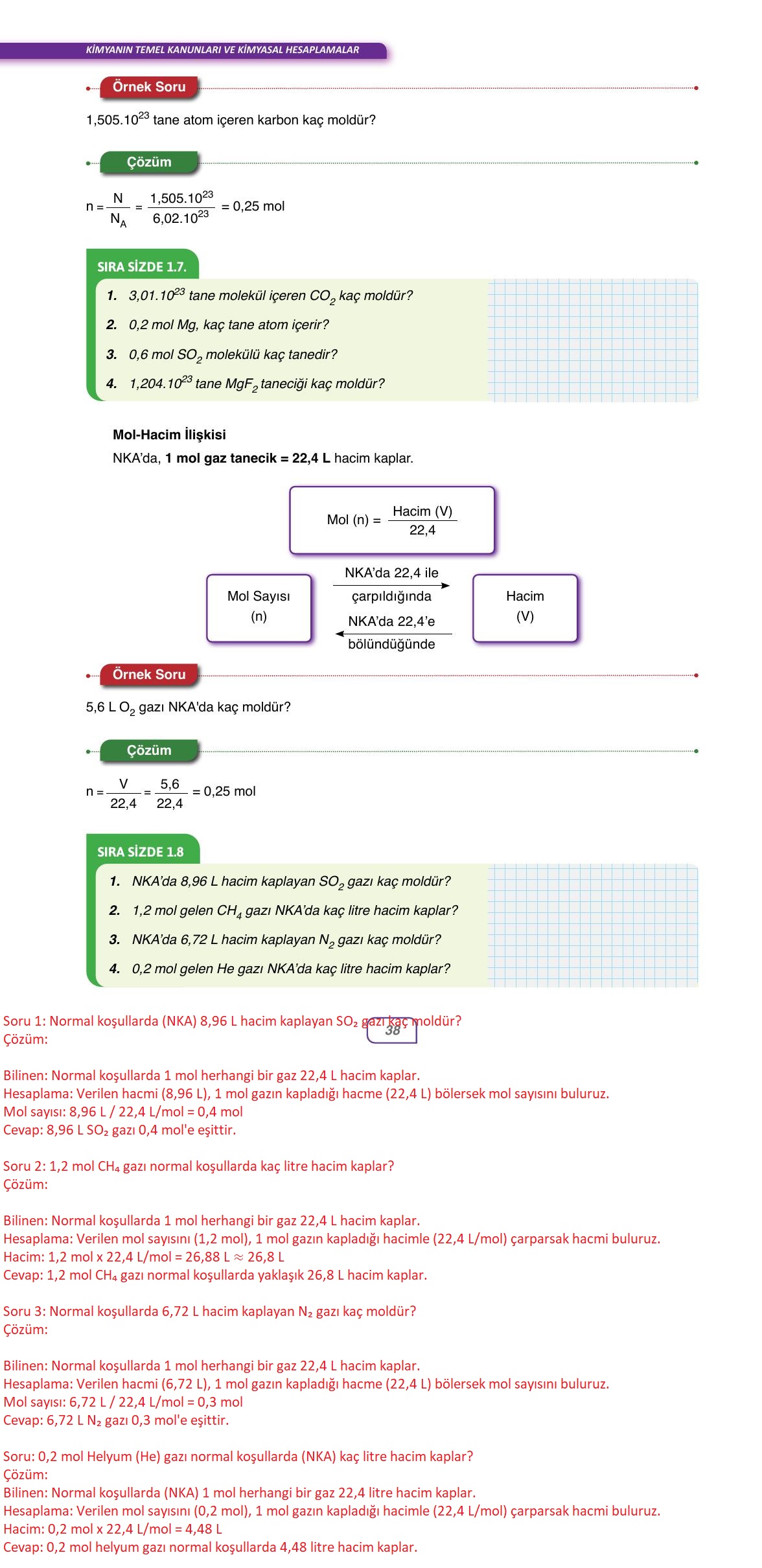 10. Sınıf Ata Yayıncılık Kimya Ders Kitabı Sayfa 38 Cevapları