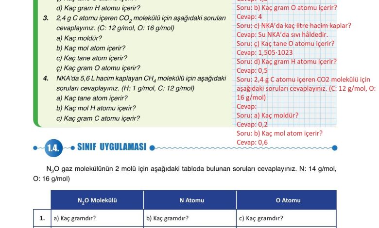 10. Sınıf Ata Yayıncılık Kimya Ders Kitabı Sayfa 41 Cevapları