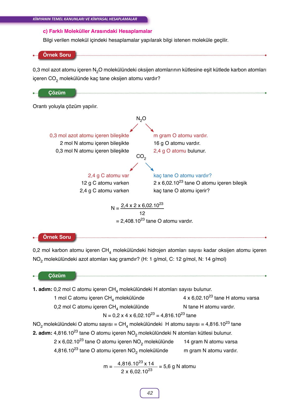 10. Sınıf Ata Yayıncılık Kimya Ders Kitabı Sayfa 42 Cevapları