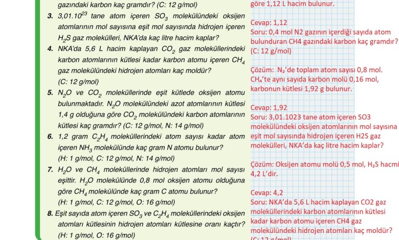 10. Sınıf Ata Yayıncılık Kimya Ders Kitabı Sayfa 43 Cevapları