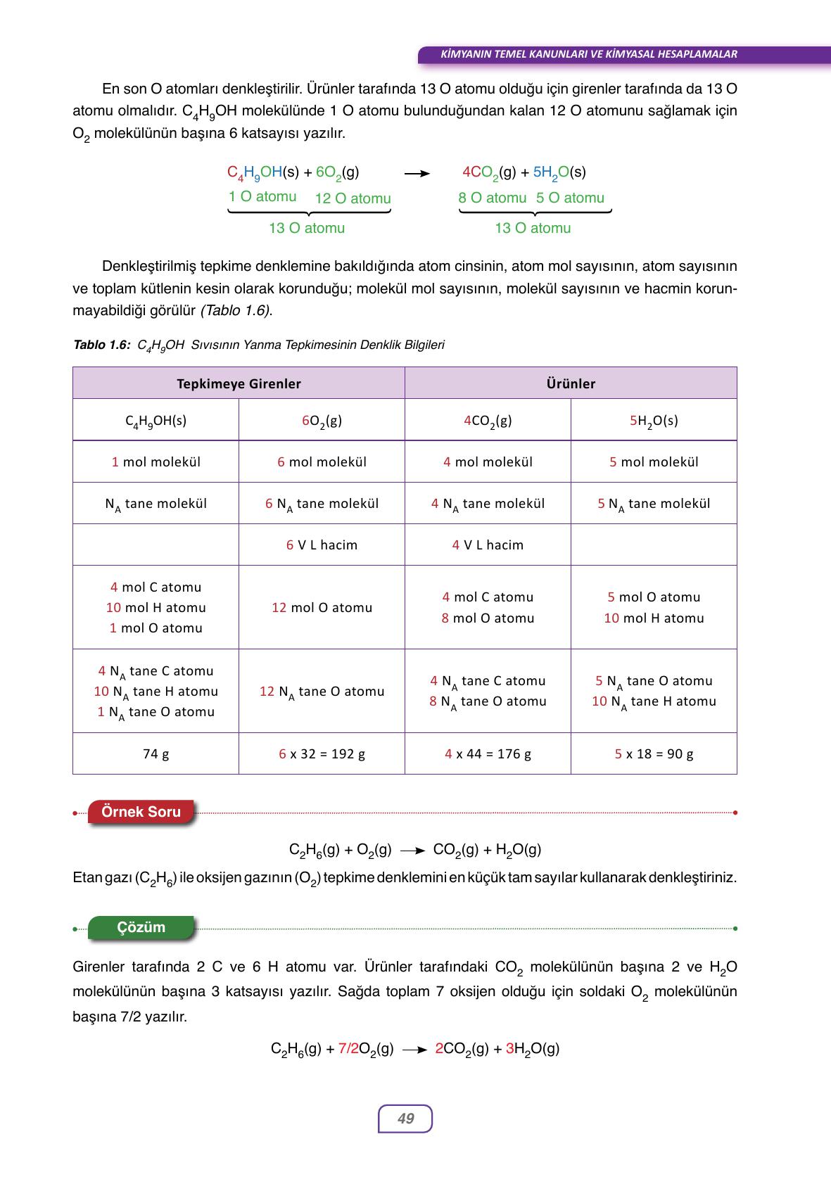 10. Sınıf Ata Yayıncılık Kimya Ders Kitabı Sayfa 49 Cevapları