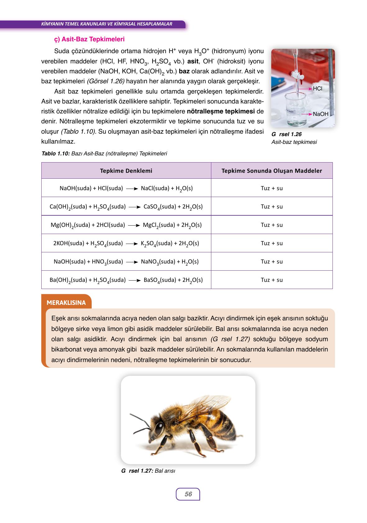 10. Sınıf Ata Yayıncılık Kimya Ders Kitabı Sayfa 56 Cevapları