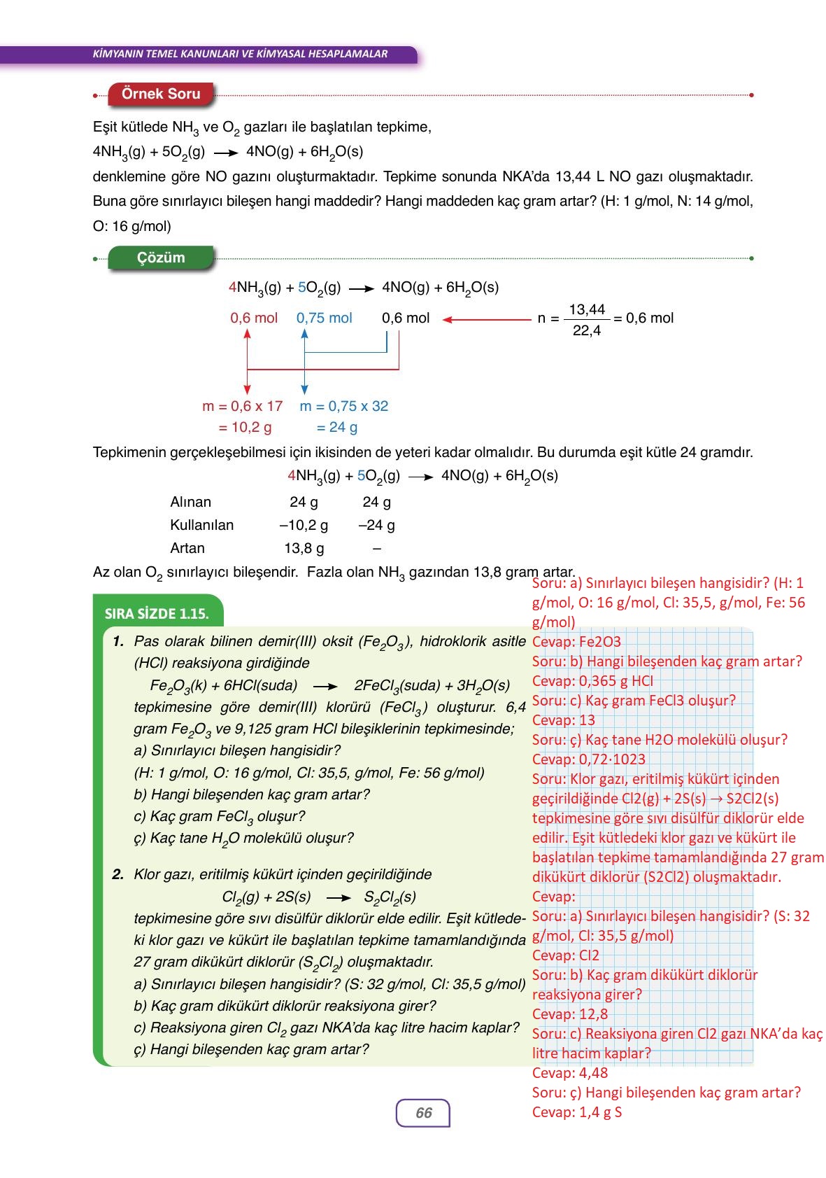 10. Sınıf Ata Yayıncılık Kimya Ders Kitabı Sayfa 66 Cevapları