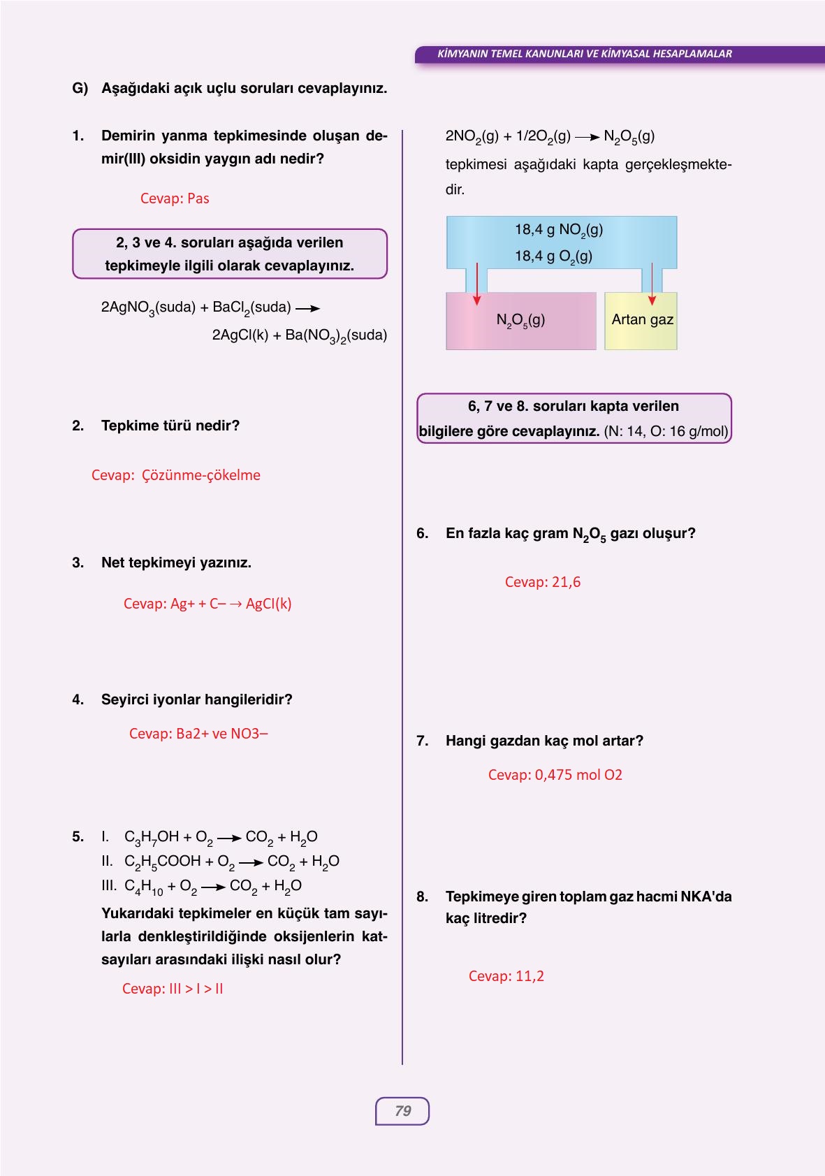 10. Sınıf Ata Yayıncılık Kimya Ders Kitabı Sayfa 79 Cevapları