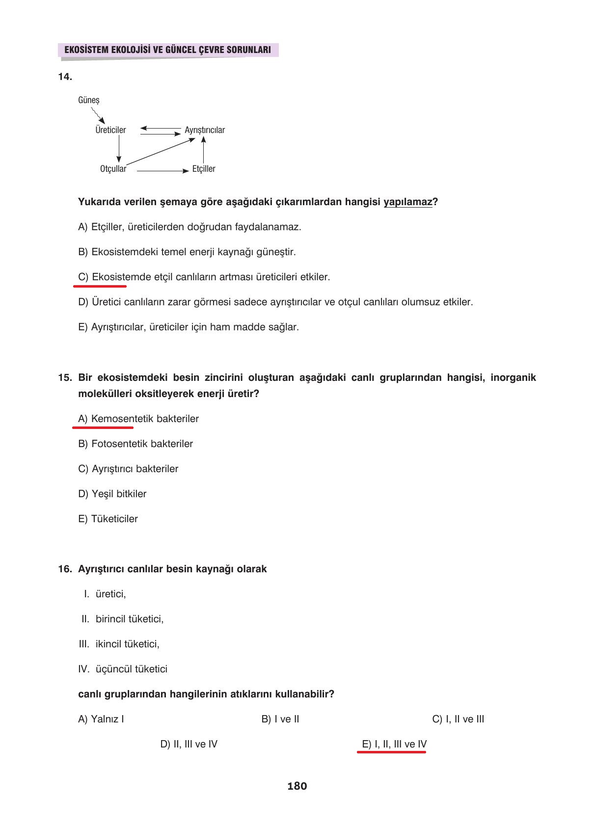 10. Sınıf Dörtel Yayıncılık Biyoloji Ders Kitabı Sayfa 180 Cevapları