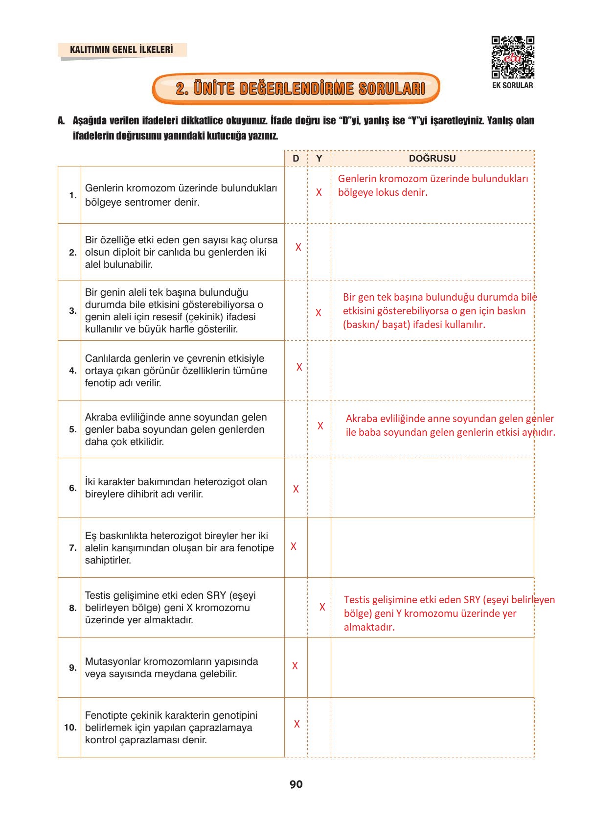 10. Sınıf Dörtel Yayıncılık Biyoloji Ders Kitabı Sayfa 90 Cevapları
