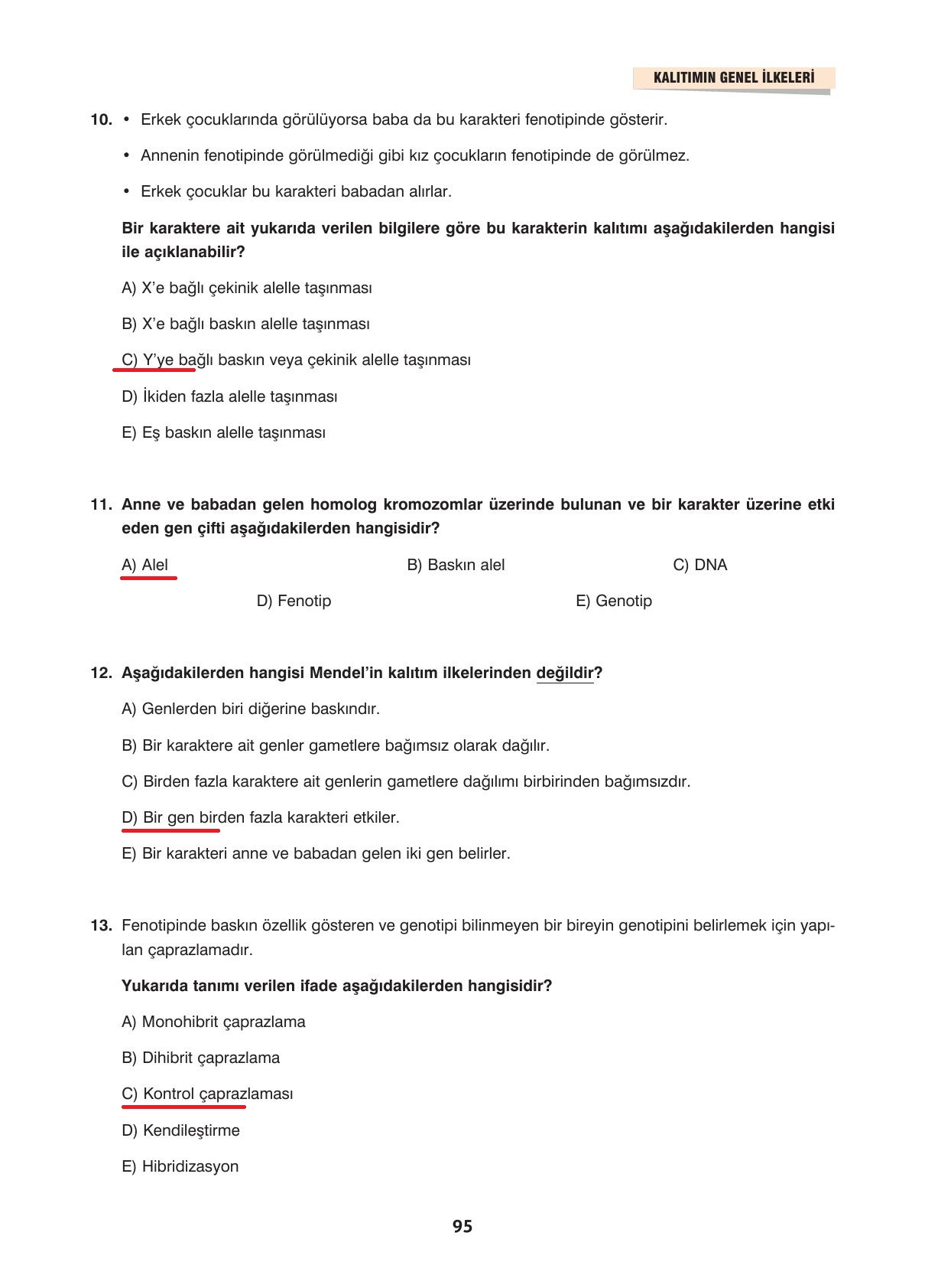 10. Sınıf Dörtel Yayıncılık Biyoloji Ders Kitabı Sayfa 95 Cevapları