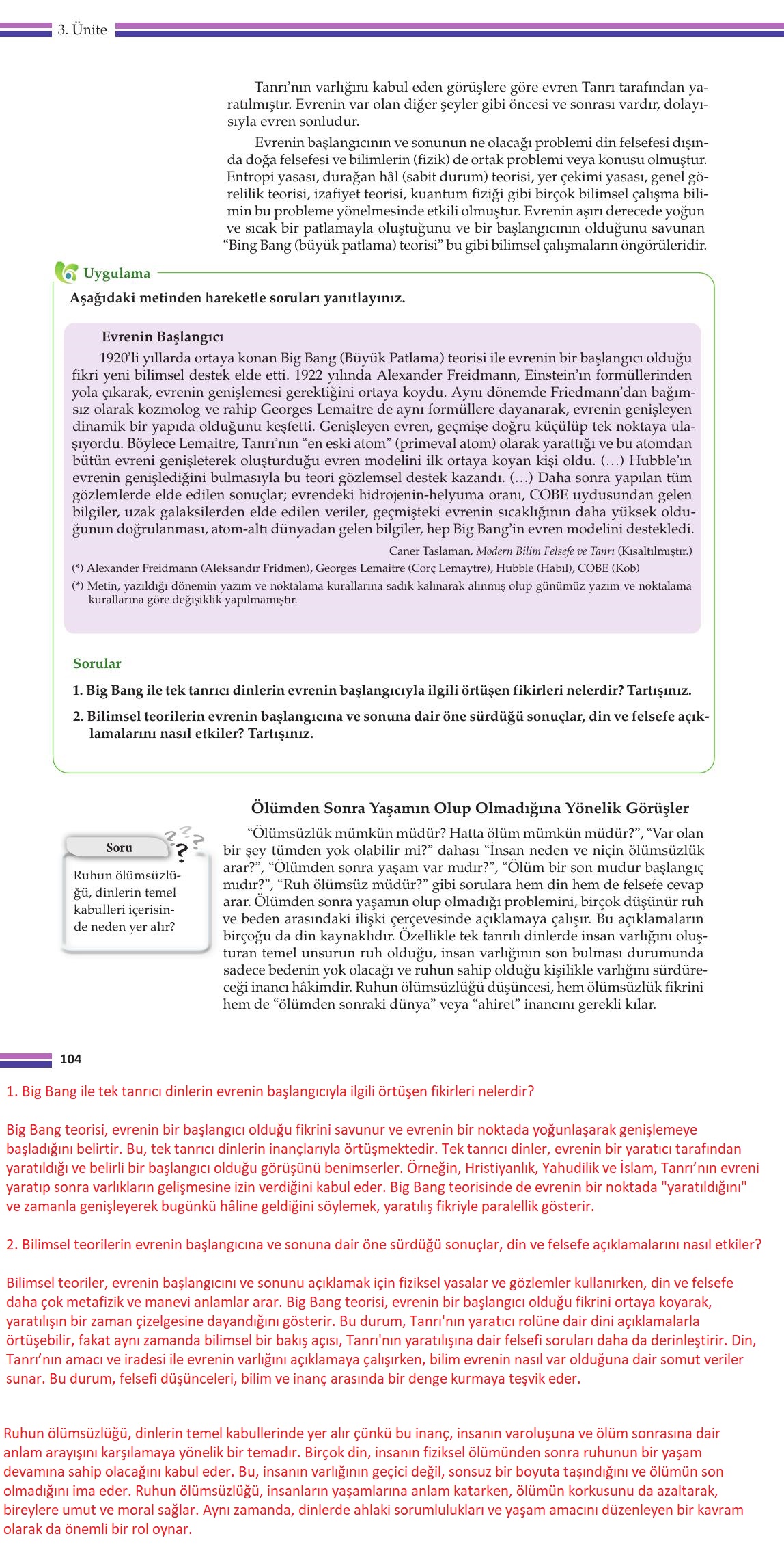 10. Sınıf Meb Yayınları Felsefe Ders Kitabı Sayfa 104 Cevapları