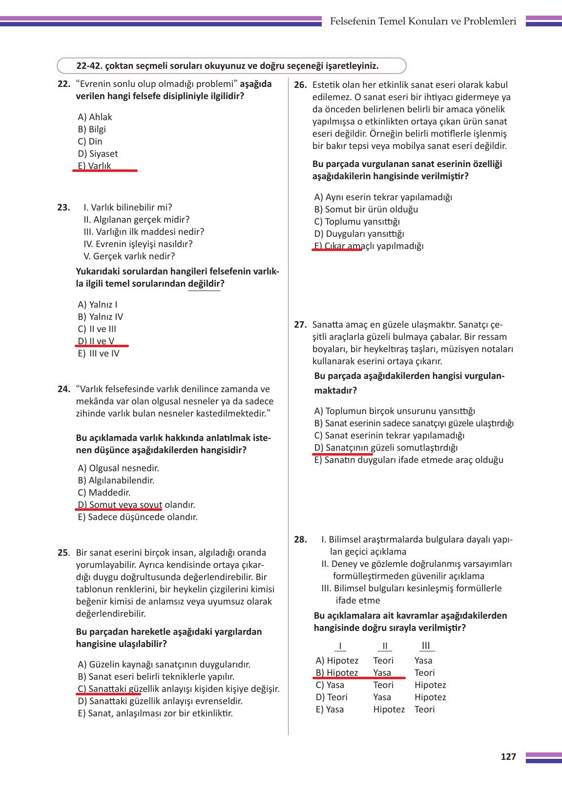 10. Sınıf Meb Yayınları Felsefe Ders Kitabı Sayfa 127 Cevapları