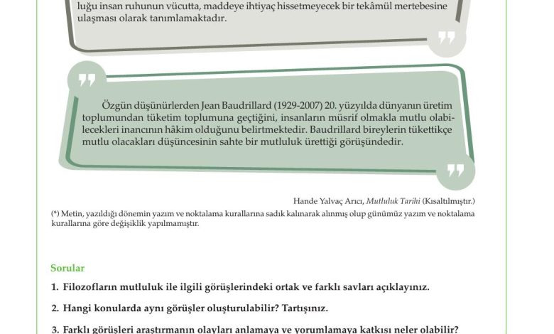 10. Sınıf Meb Yayınları Felsefe Ders Kitabı Sayfa 136 Cevapları